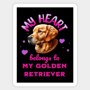 My Heart Belongs to my Golden Retriever Dog Sticker